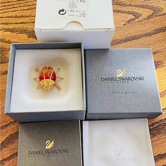 Swarovski Jewelry - Swarovski Crystal Fire Opal Beetle Brooch NIB+COA Paradise Bugs Collection 2003